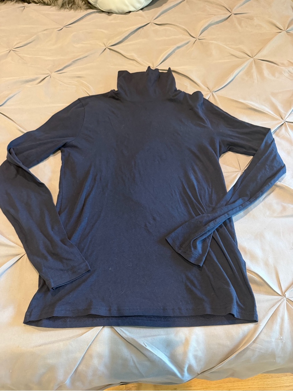 J.Crew Feather Jersey Navy Turtleneck Top
